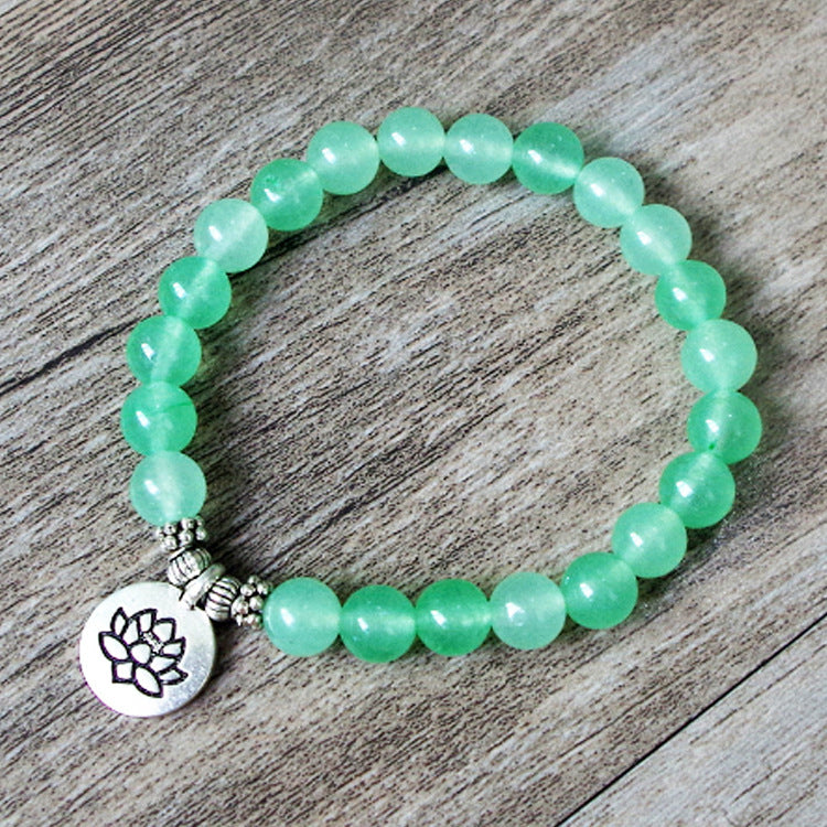 Matte Amazonite Stone Strand Bracelet Yoga Chakra Mala Bracelet OM Lotus Women Men Beaded Charm Bracelet Handmade Jewelry